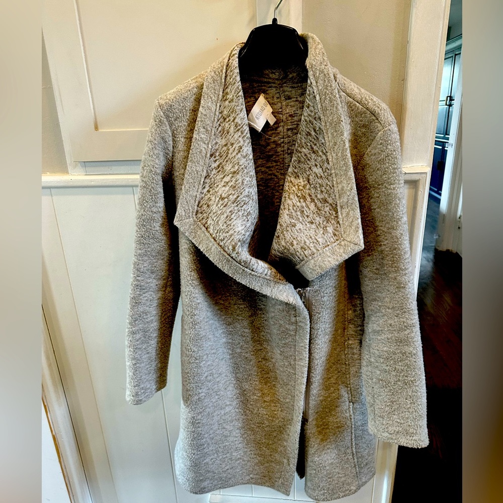 Oatmeal BB Dakota Wrap Coat (from South Moon Under) with zipper option.